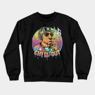 Chill Out: Hip Hop Dog Art Piece Crewneck Sweatshirt